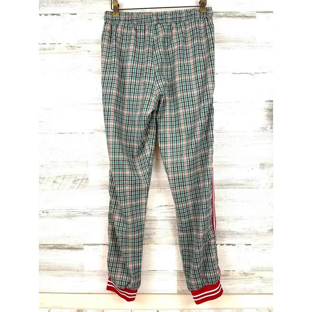 The Sewing Club Mens M Green Red Plaid Gentleman Track Pants Ukrainian Luxury